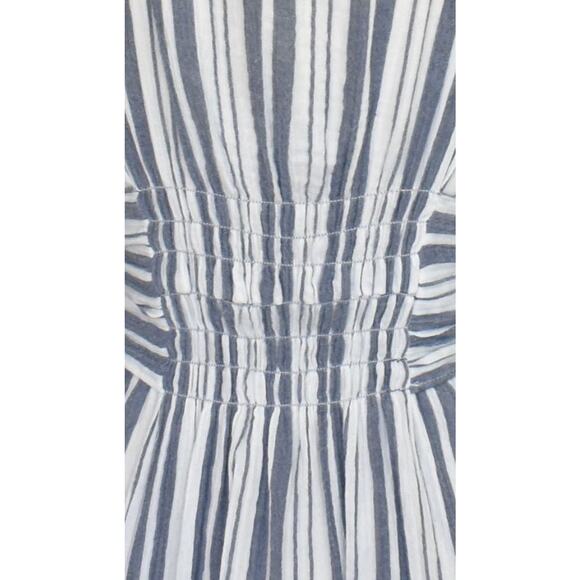 Vintage Y2K Max Studio Blue Stripe Day Dress, Faux Wrap Bodice, New with Tags S - Picture 7 of 9